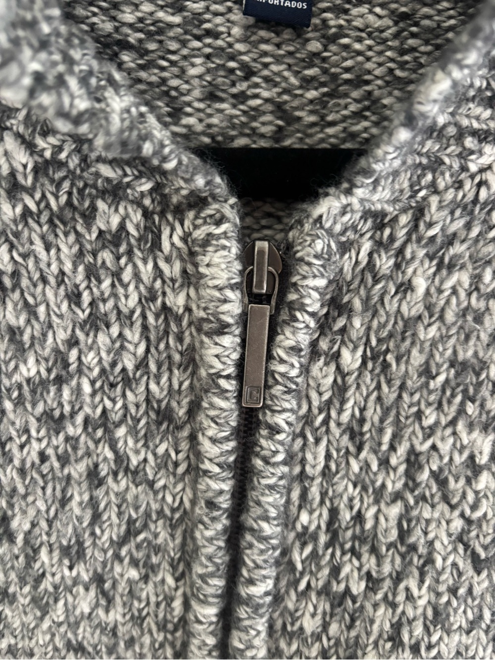 Chaps Grey Fair Isle Full-Zip Knit Cardigan Sweater - Picture 4 of 7